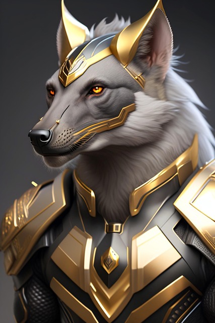 Free ai generated wolf knight illustration