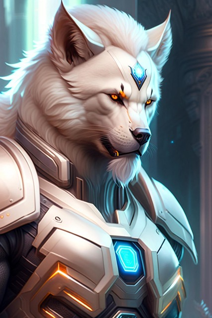 Free ai generated wolf knight illustration