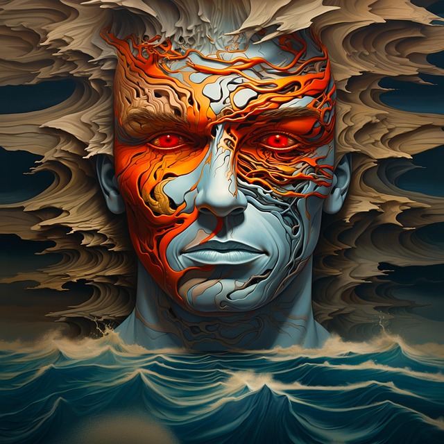 Free ai generated man sea illustration