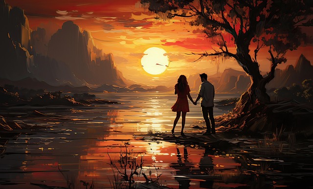 Free ai generated couple lovers illustration