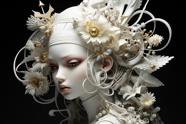 Free sculpture woman flowers illustration
