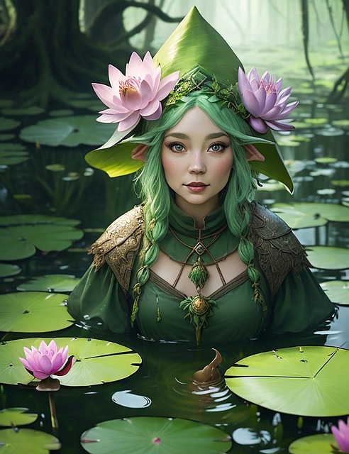 Free ai generated woman lotus illustration