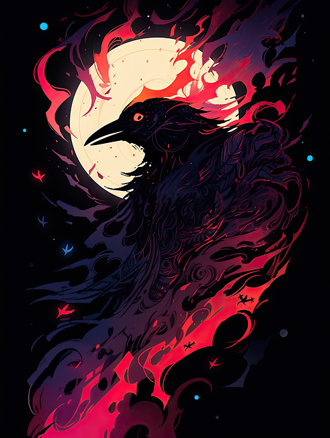 Download free HD stock image of Ai Generated Crow Free ai generated crow moon illustration