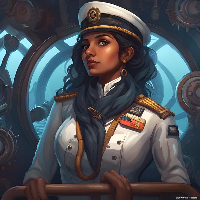 Free ai generated woman navy illustration