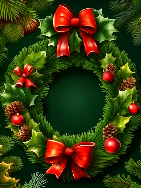 Free Christmas Wreath Flowers illustration and picture