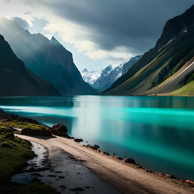 Berge, Fluss, Senke, Landschaft, Natur