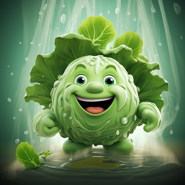 Free ai generated cabbage cartoon illustration