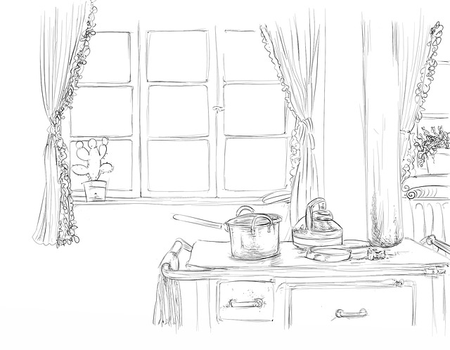 Free room interior sketch illustration