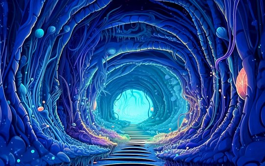 Free Ai Generated Blue Cave illustration and picture