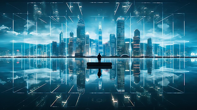 Free futuristic city hong kong night mirrored realms illustration