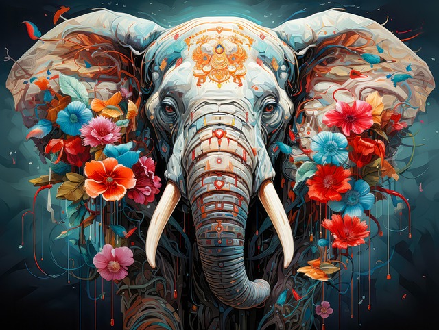 Download free HD stock image of Ai Generated Elephant Free ai generated elephant flowers illustration