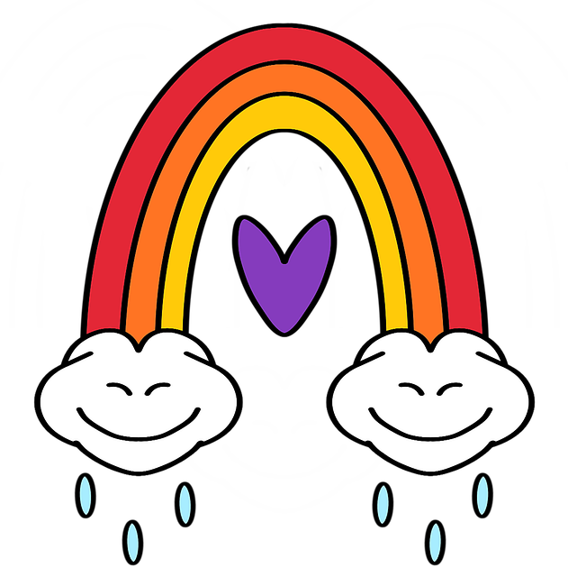 Regnbue, Hjerte, Skyer, Smil, Regn, Rød