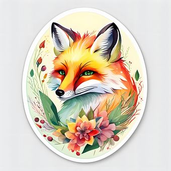 Free Fox Sticker illustration and picture