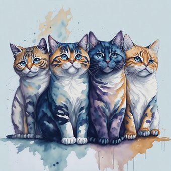 Ai Generert, Katter, Maleri, Dyr Mignons