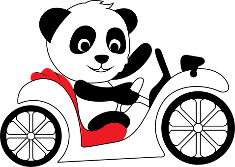 Free Panda Panda Riding Car vector and picture