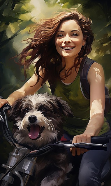 Free ai generated woman dog illustration