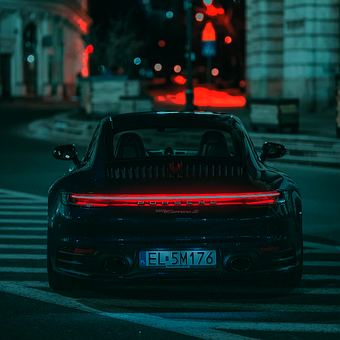 Porsche, Coche, Noche, Calle, Ciudad