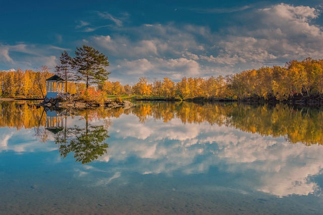 Outono, Paisagem, Lago, Alcova, Floresta