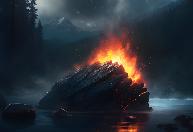 Free ai generated volcano lava illustration