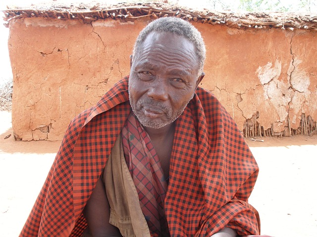 Masai, Facet, Afrykanin, Kenia, Starzec