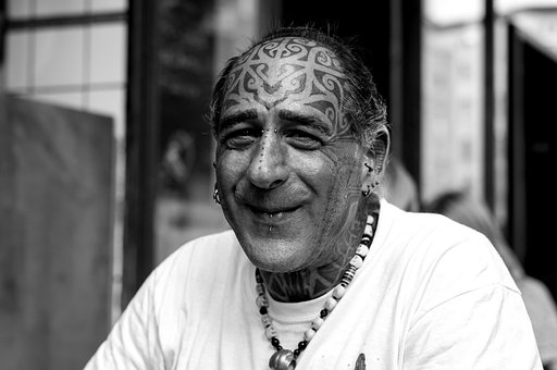 Hombre, Tatuaje, Sonrisa, Amistoso