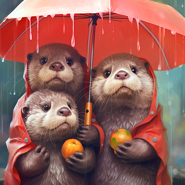 Free otter family fairytale illustration