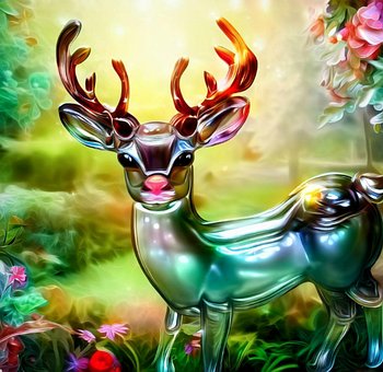 Free Deer Flowers illustration and picture