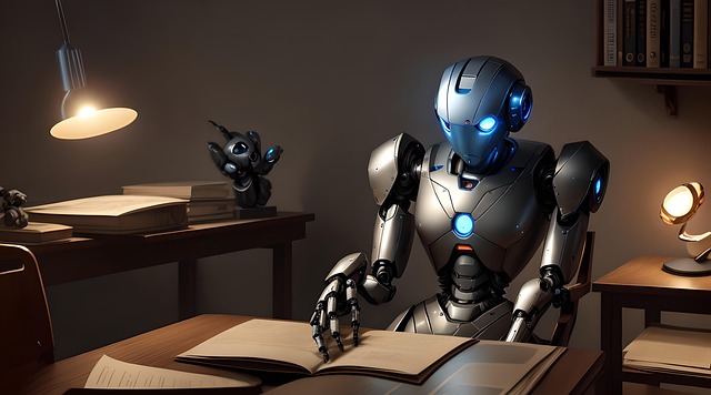 Free ai generated robot study room illustration
