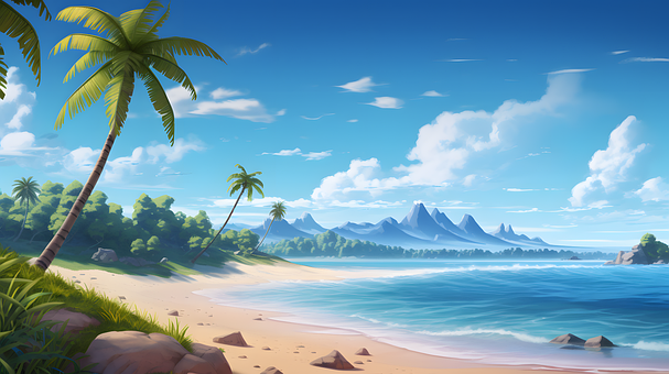 Free Ai Generated Beach illustration and picture