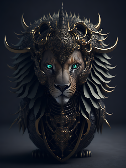 Ai Generiert, Löwe, Steampunk