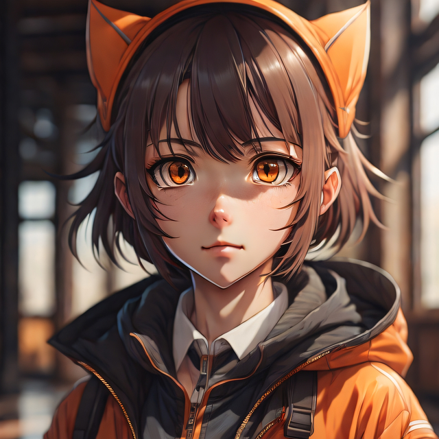 Ai Generiert, Mädchen, Jacke, Orange