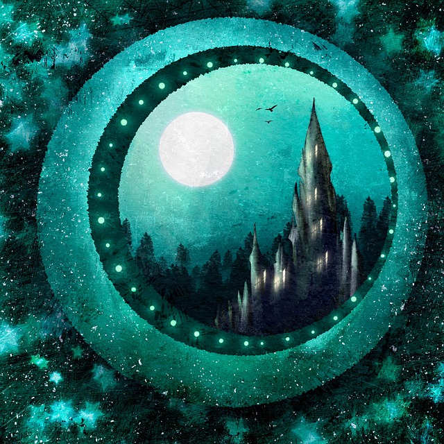 Free castle fantasy moon illustration