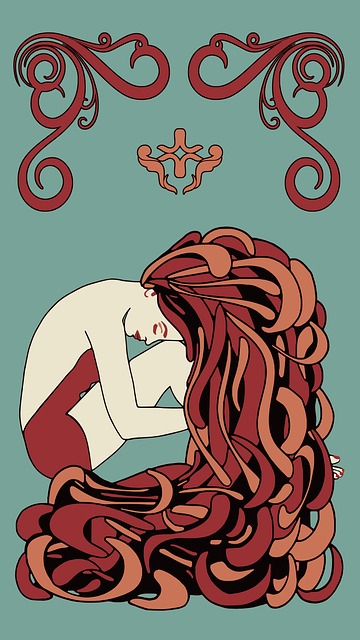 Free young woman art nouveau sitting vector