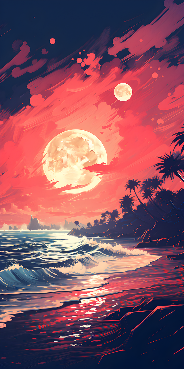 Download free HD stock image of Ai Generated Beach Free ai generated beach night illustration