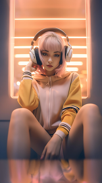Free ai generated girl music illustration
