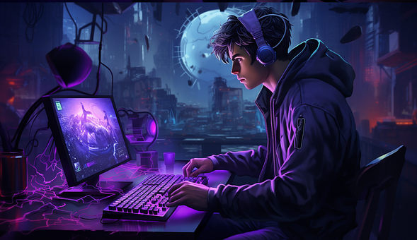 Spiel, Teenager, Modern, Internet, Junge