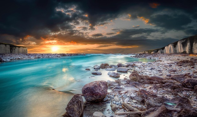 Paisagem, Nuvens, Praia, Noite, Água