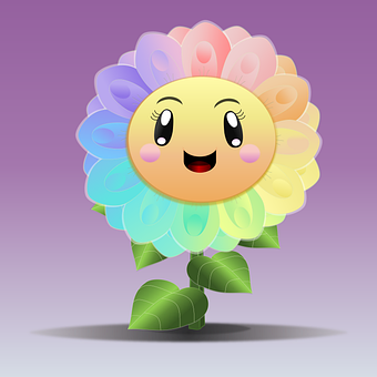 Regnbue, Blomster, Illustration, Lilla