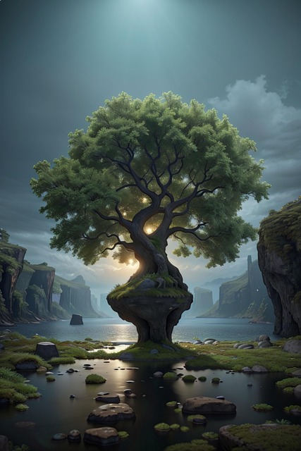 Free art type tree beautiful forest sunlight illustration