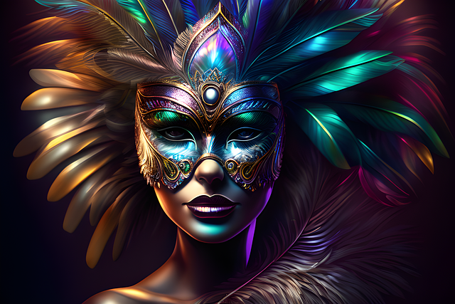 Ai Generiert, Frau, Karneval, Maske