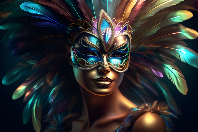 Ai Generiert, Frau, Karneval, Maske