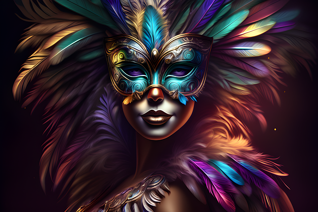 Ai Generiert, Frau, Karneval, Maske