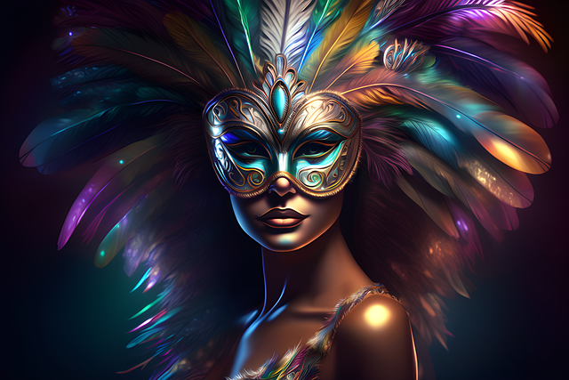 Ai Generiert, Frau, Karneval, Maske