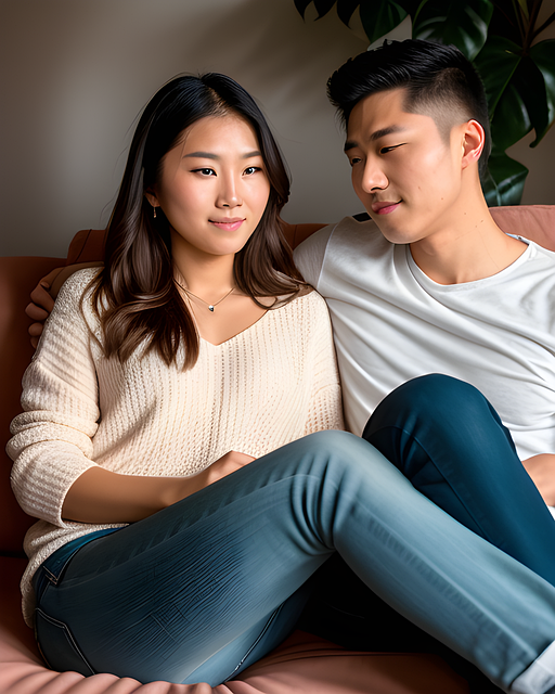 Free ai generated couple couch illustration