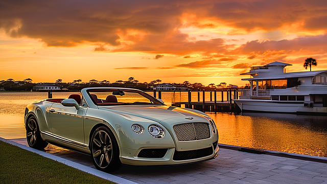 Free ai generated luxury car sunset illustration