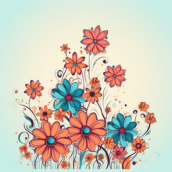 Blumen, Blätter, Schablone, Struktur