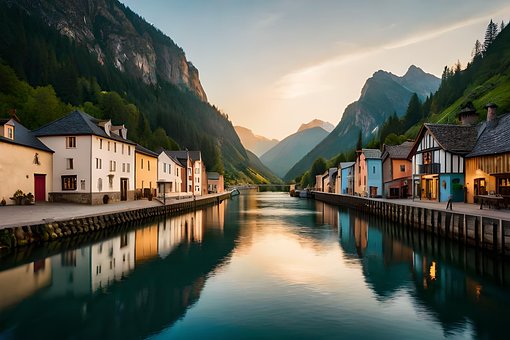 Free Ai Generated Town illustration and picture