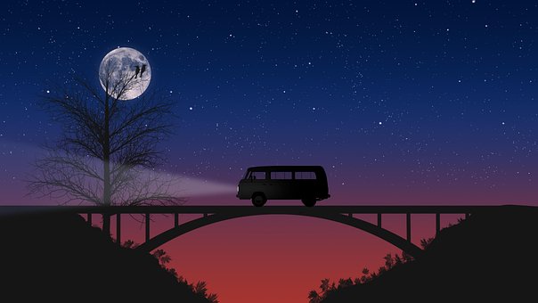 Free Bridge Moon illustration and picture