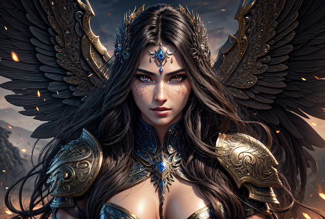 Diosa, Guerra, Alas, Dorado, Adivinar