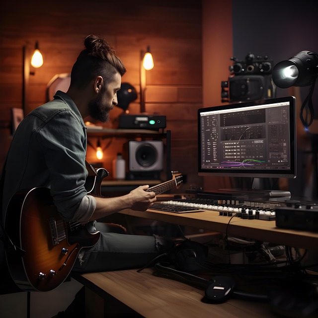 Free ai generated guitar player guitar illustration